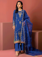 Lakhany By LSM Embroidered Raw Silk Stitched 3 Piece Suit - LSM-2876