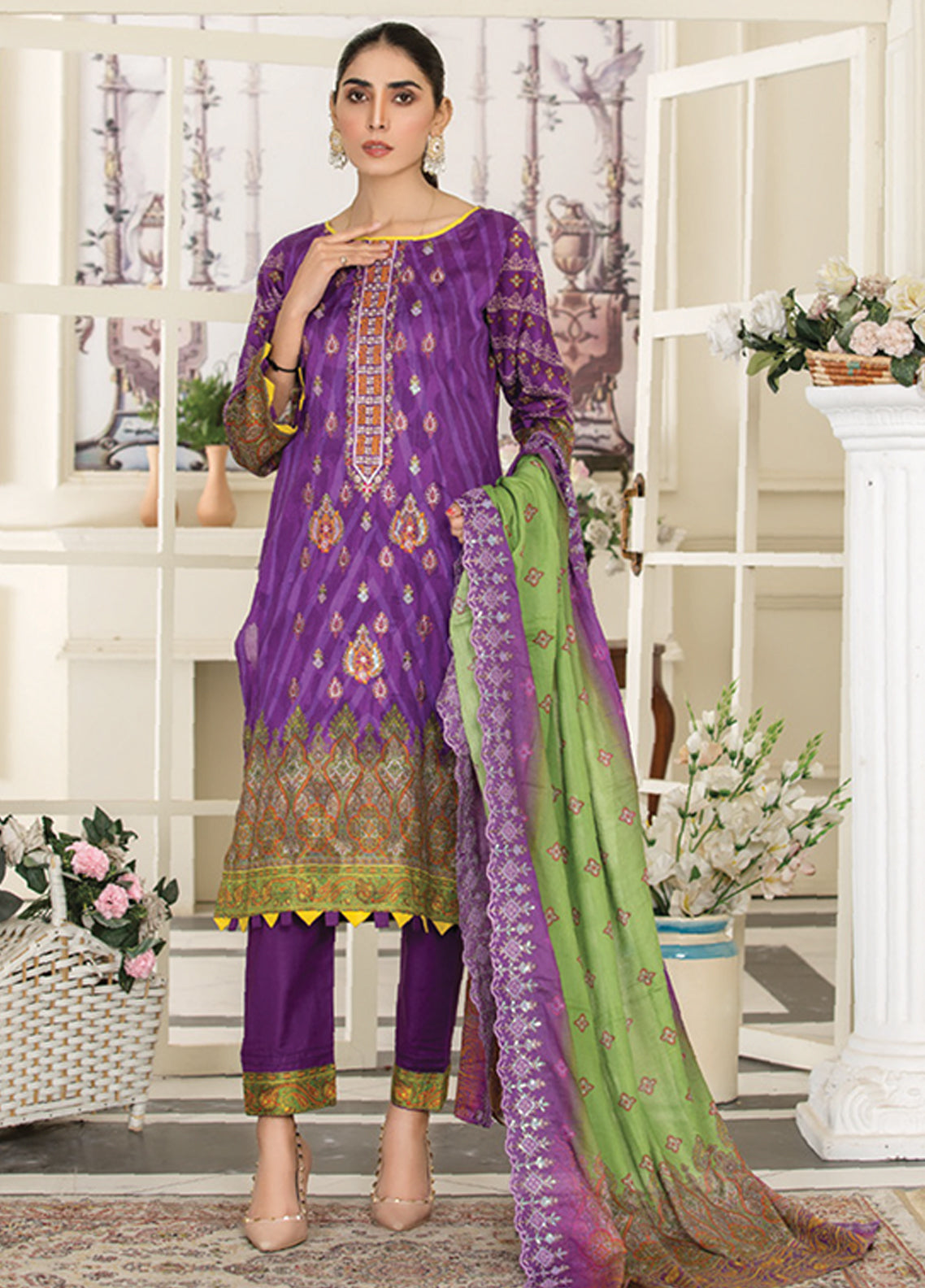 Riwaj By Afreen Embroidered Lawn Unstitched 3 Piece Suit - 09 Riwaj By Afreen Embroidered Lawn Unstitched 3 Piece Suit - 09