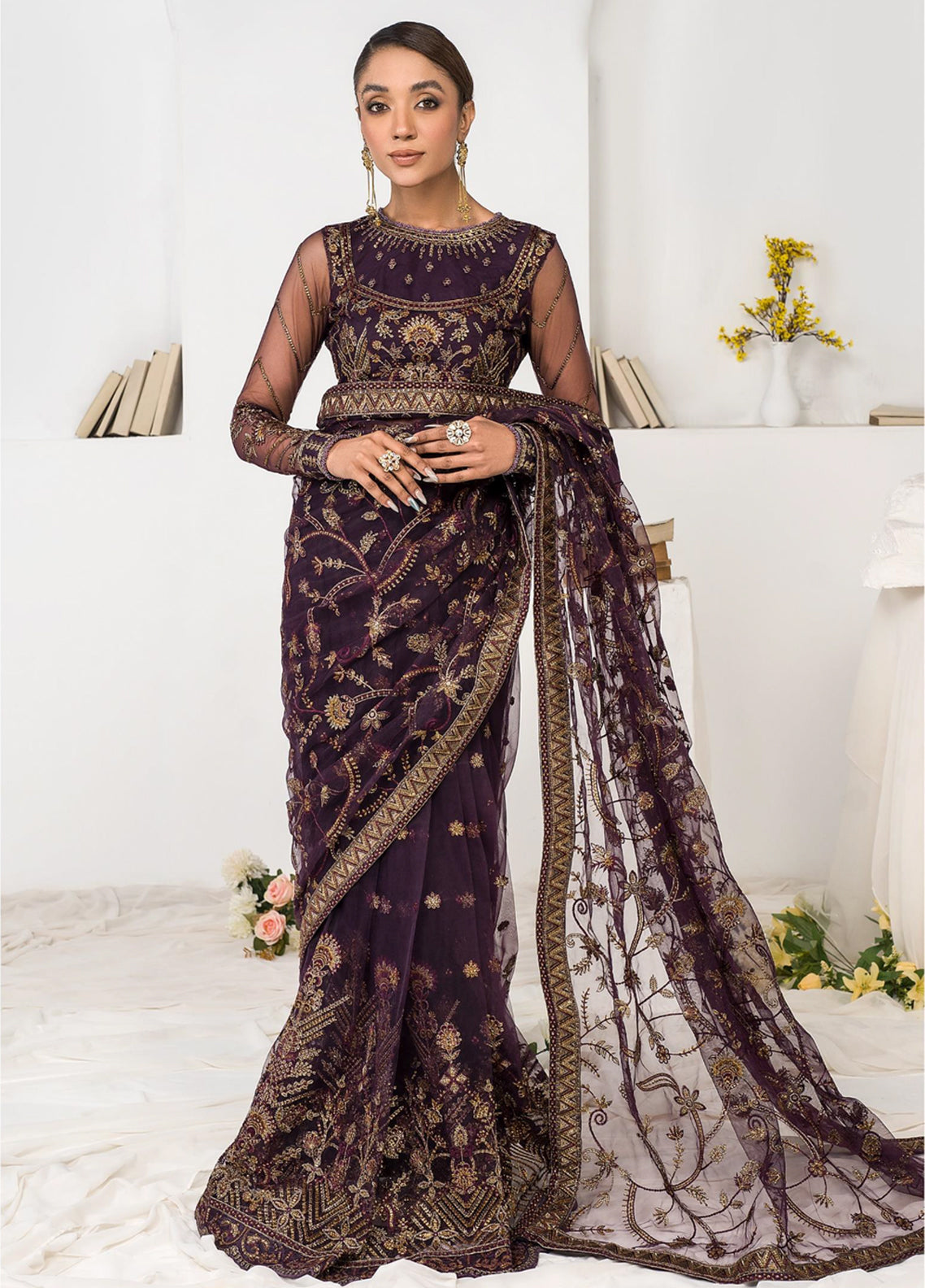 La Celeste By Zarif Embroidered Net Unstitched 3 Piece Suit - 06 La Celeste By Zarif Embroidered Net Unstitched 3 Piece Suit - 06