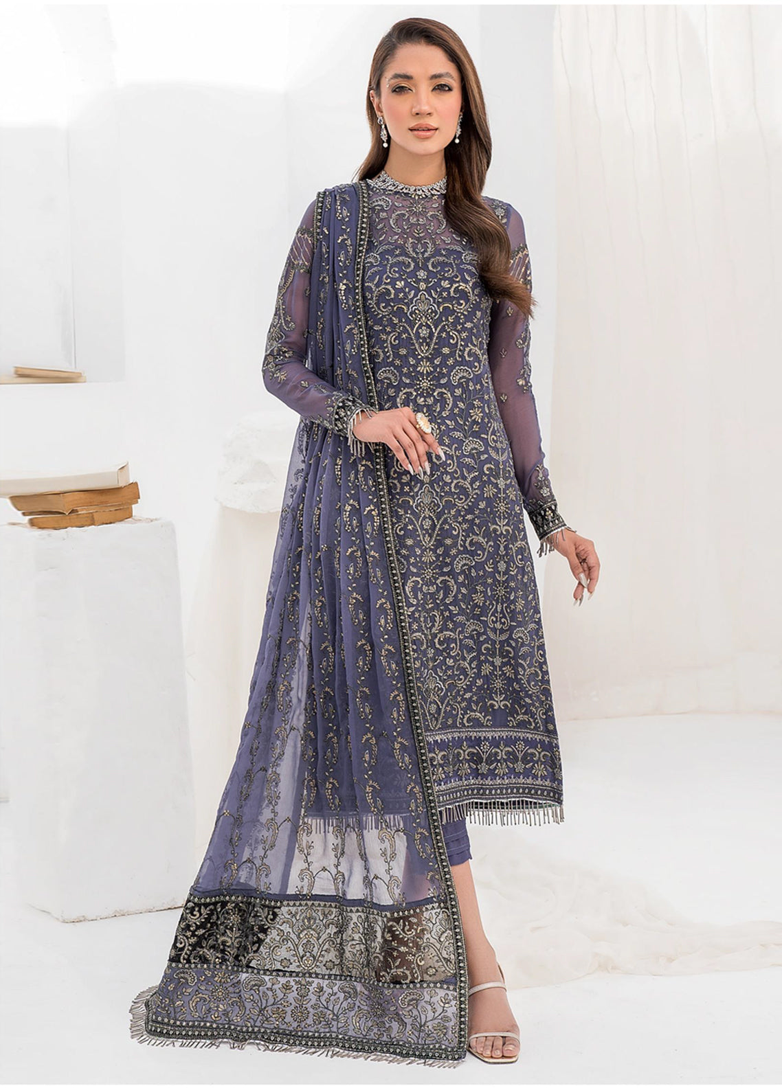 La Celeste By Zarif Embroidered Chiffon Unstitched 3 Piece Suit - 08 La Celeste By Zarif Embroidered Chiffon Unstitched 3 Piece Suit - 08