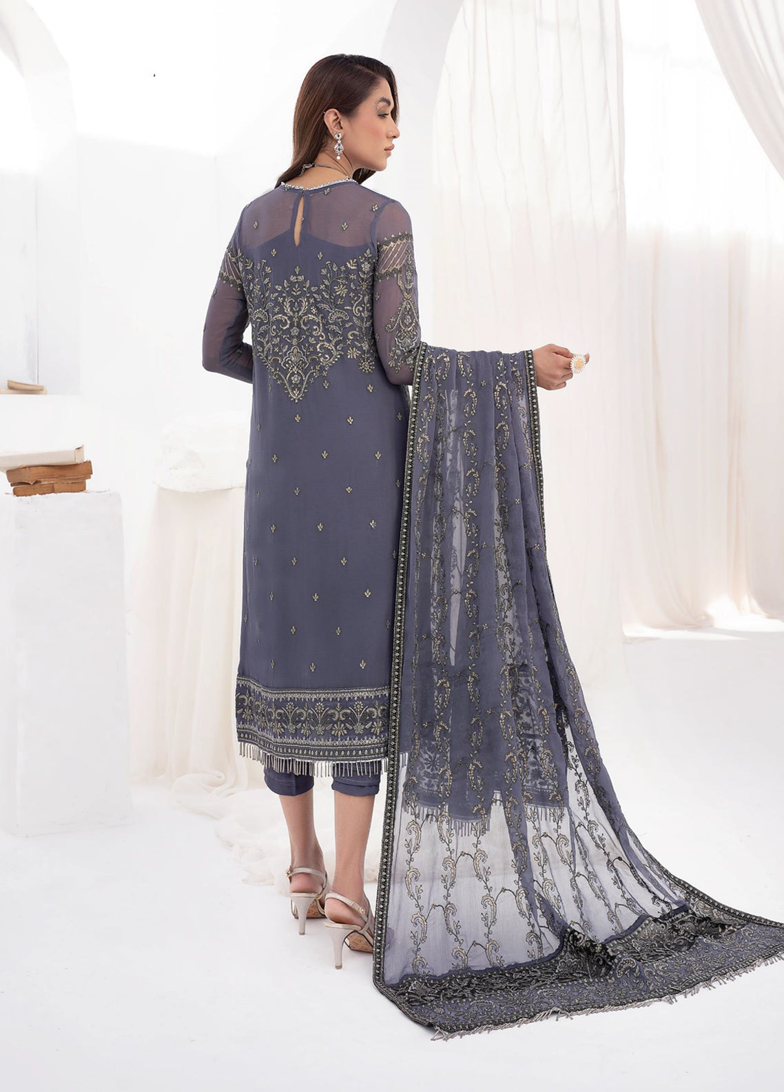 La Celeste By Zarif Embroidered Chiffon Unstitched 3 Piece Suit - 08 La Celeste By Zarif Embroidered Chiffon Unstitched 3 Piece Suit - 08
