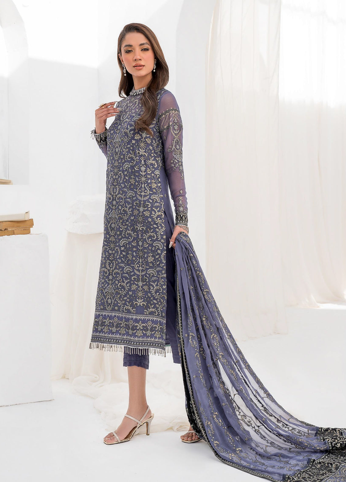 La Celeste By Zarif Embroidered Chiffon Unstitched 3 Piece Suit - 08 La Celeste By Zarif Embroidered Chiffon Unstitched 3 Piece Suit - 08