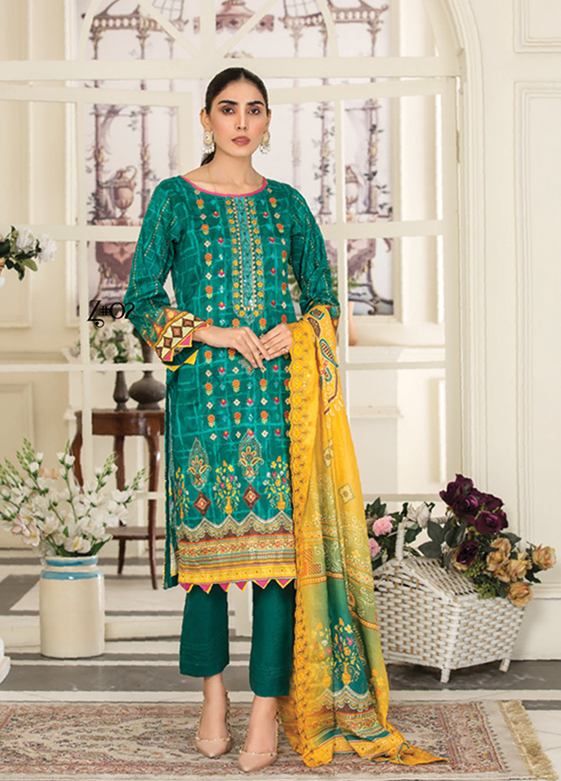 Riwaj By Afreen Embroidered Lawn Unstitched 3 Piece Suit - 02 Riwaj By Afreen Embroidered Lawn Unstitched 3 Piece Suit - 02