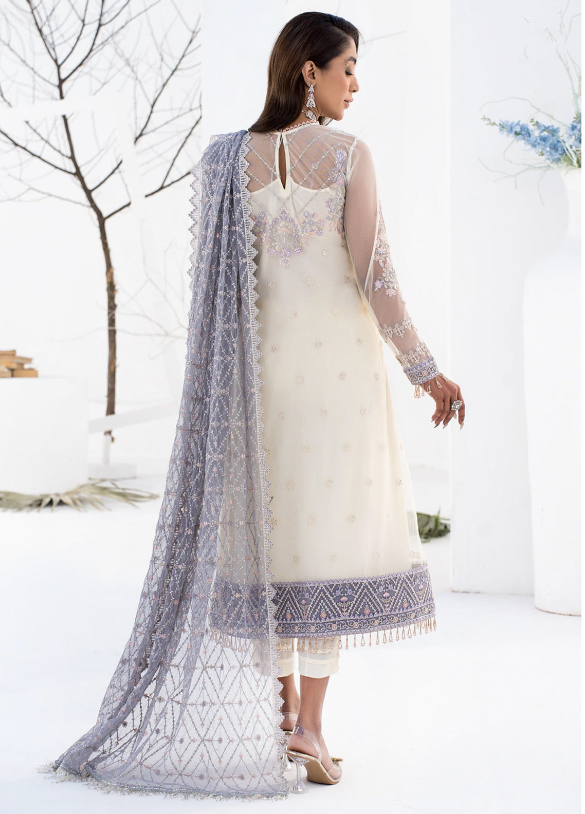 La Celeste By Zarif Embroidered Net Unstitched 3 Piece Suit - 02 La Celeste By Zarif Embroidered Net Unstitched 3 Piece Suit - 02
