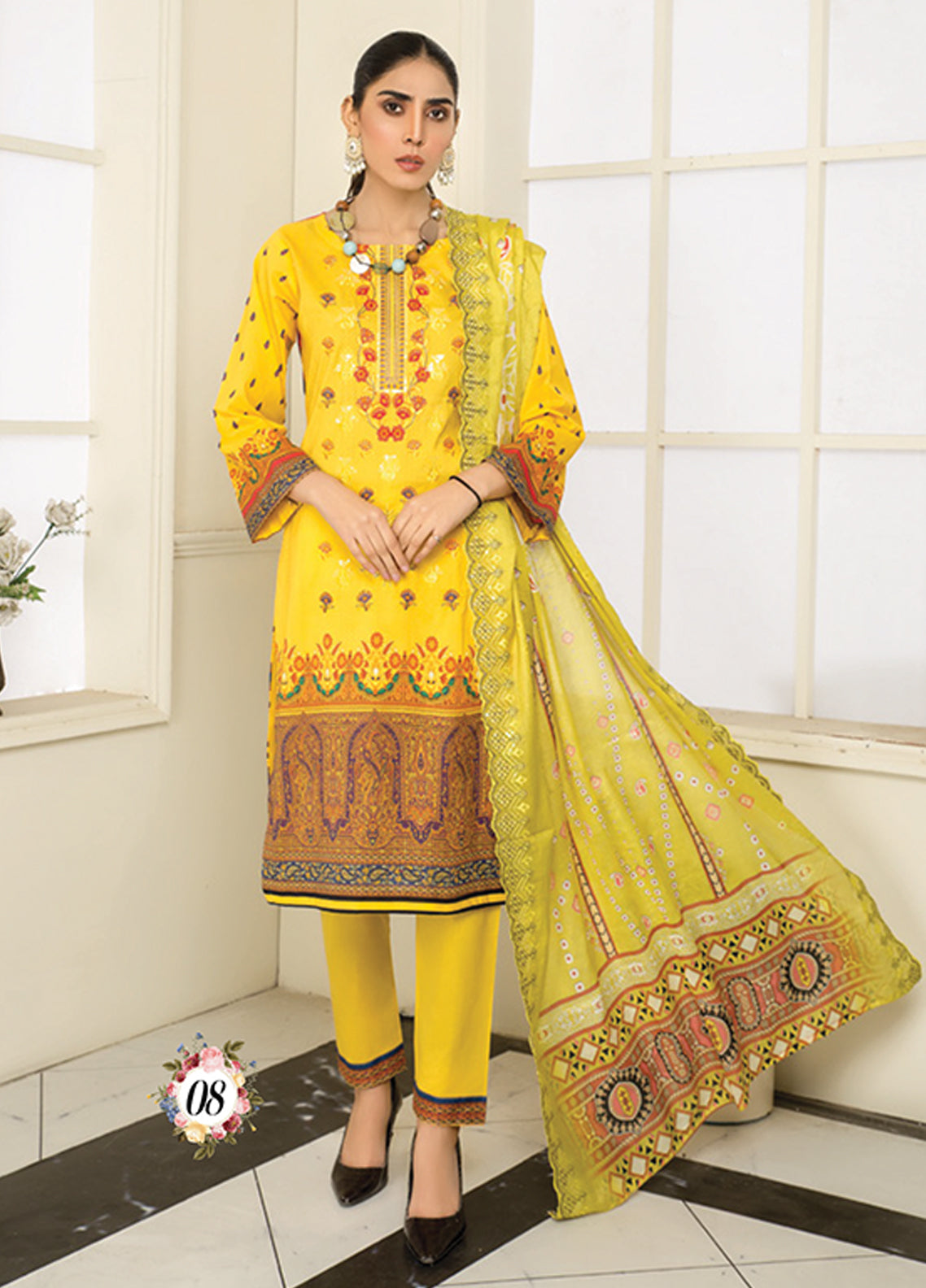 Riwaj By Afreen Embroidered Lawn Unstitched 3 Piece Suit - 08 Riwaj By Afreen Embroidered Lawn Unstitched 3 Piece Suit - 08