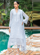 Luxe By Azure Embroidered Chiffon Unstitched 3 Piece Suit - AZU23L AS-114 GRANITE GRACE