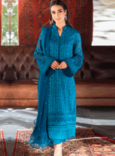 Luxe By Azure Embroidered Chiffon Unstitched 3 Piece Suit - AZU23L AS-118 GILDED SEA