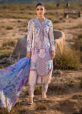 Mahiymaan By Al Zohaib Embroidered Lawn Unstitched 3 Piece Suit - AZ24MEE M-06 LAVENDER MIST