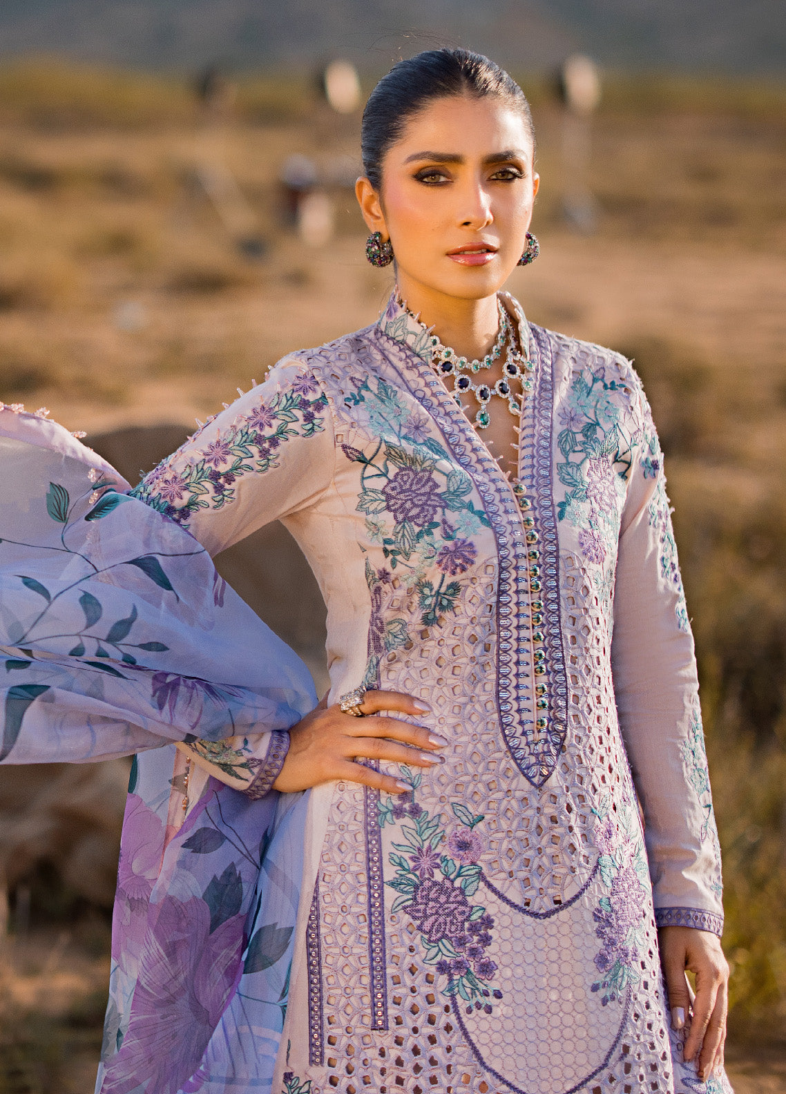 Mahiymaan By Al Zohaib Embroidered Lawn Unstitched 3 Piece Suit - AZ24MEE M-06 LAVENDER MIST Mahiymaan By Al Zohaib Embroidered Lawn Unstitched 3 Piece Suit - AZ24MEE M-06 LAVENDER MIST