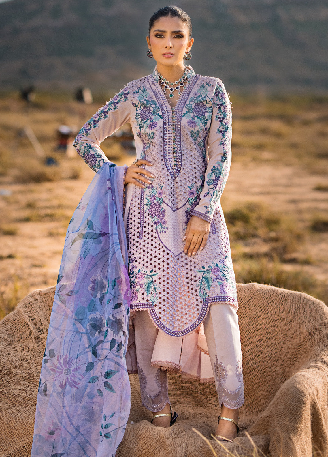 Mahiymaan By Al Zohaib Embroidered Lawn Unstitched 3 Piece Suit - AZ24MEE M-06 LAVENDER MIST Mahiymaan By Al Zohaib Embroidered Lawn Unstitched 3 Piece Suit - AZ24MEE M-06 LAVENDER MIST