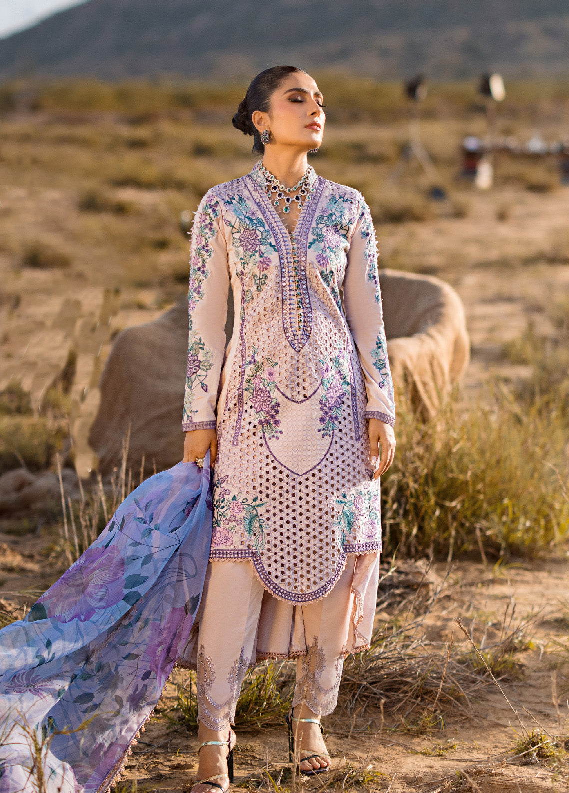 Mahiymaan By Al Zohaib Embroidered Lawn Unstitched 3 Piece Suit - AZ24MEE M-06 LAVENDER MIST Mahiymaan By Al Zohaib Embroidered Lawn Unstitched 3 Piece Suit - AZ24MEE M-06 LAVENDER MIST