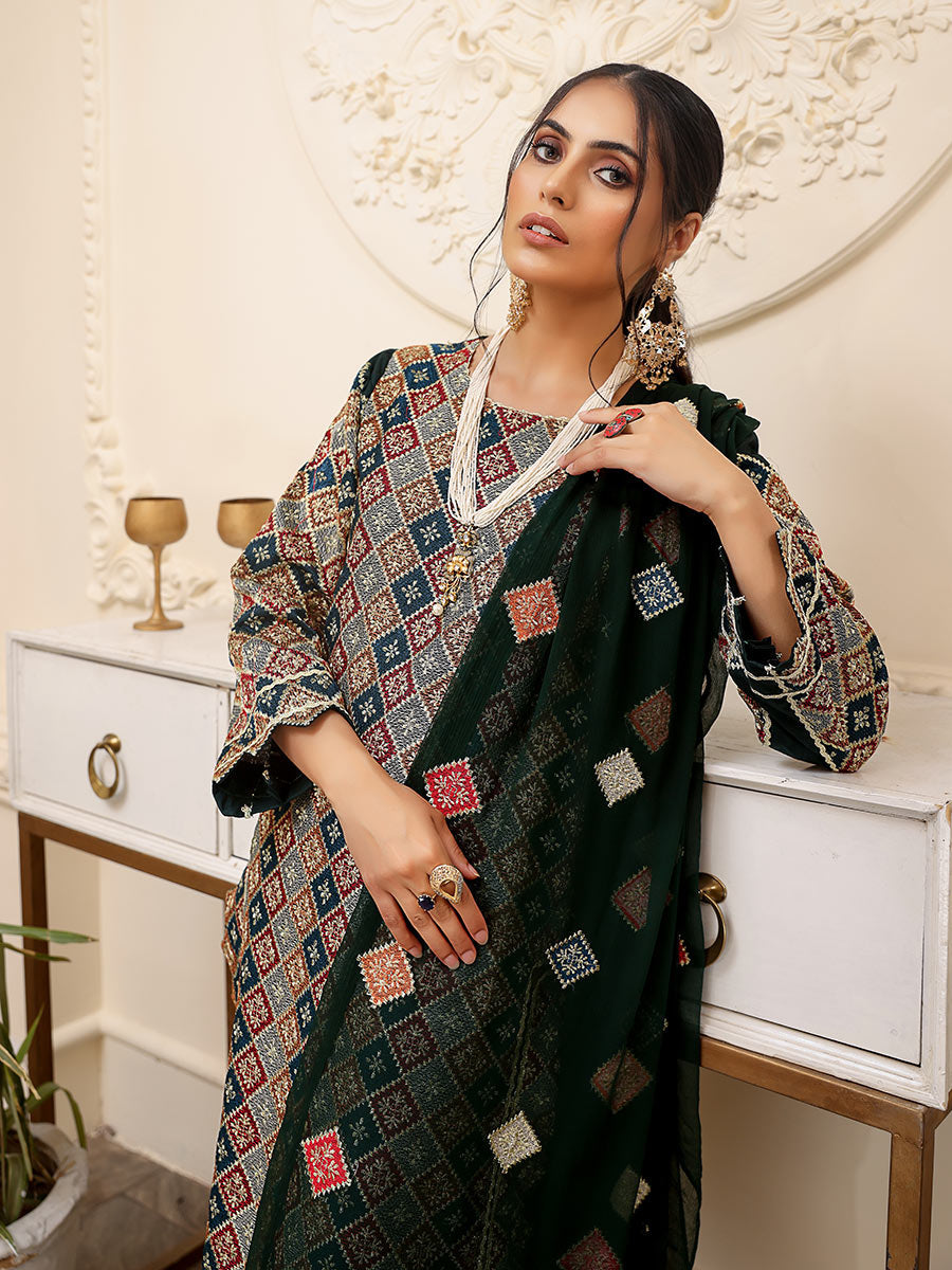 Mahnur Unstitched 3 Piece D#09 Mahnur Unstitched 3 Piece D#09