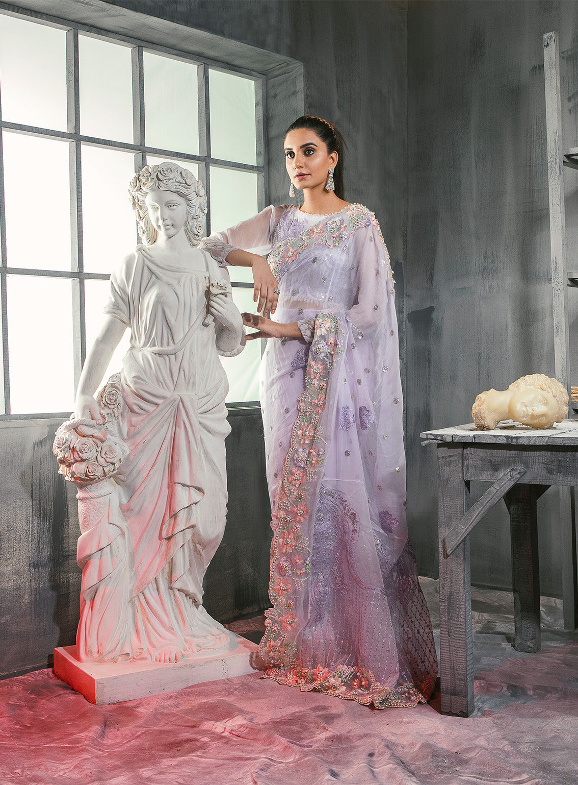 Manifesto By Laveen Hand Embellished & Embroidered Chiffon Unstitched Saree - LV24M LCM-003-22 VIVACIOUS Manifesto By Laveen Hand Embellished & Embroidered Chiffon Unstitched Saree - LV24M LCM-003-22 VIVACIOUS