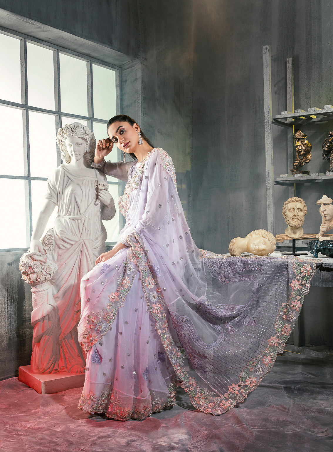 Manifesto By Laveen Hand Embellished & Embroidered Chiffon Unstitched Saree - LV24M LCM-003-22 VIVACIOUS Manifesto By Laveen Hand Embellished & Embroidered Chiffon Unstitched Saree - LV24M LCM-003-22 VIVACIOUS