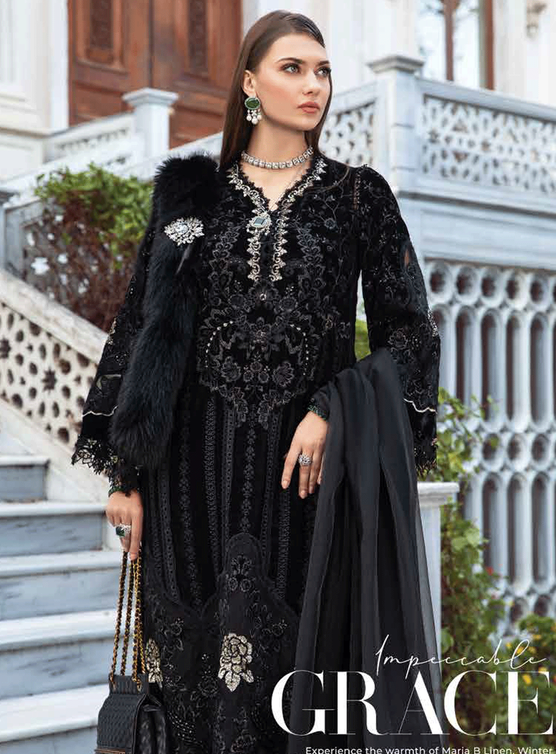 Maria B Embroidered Velvet Unstitched 3 Piece Suit - MB23L 1111 Maria B Embroidered Velvet Unstitched 3 Piece Suit - MB23L 1111