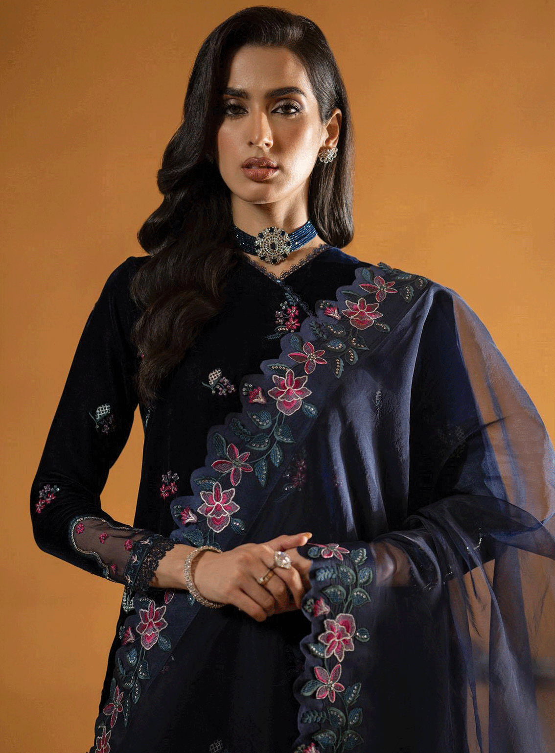 Meraki By Seran Embroidered Velvet Unstitched 3 Piece Suit - SE23MV 06 MAJESTIC BLUE Meraki By Seran Embroidered Velvet Unstitched 3 Piece Suit - SE23MV 06 MAJESTIC BLUE
