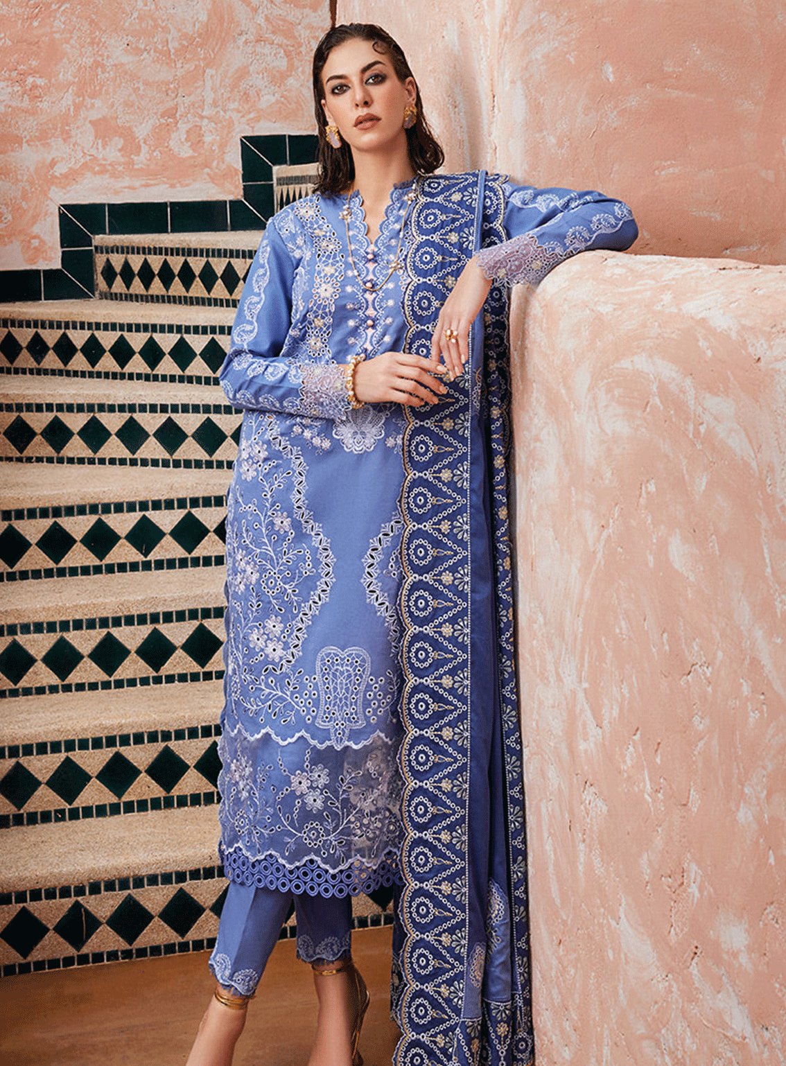 Moroccan Dream By Mushq Embroidered Chikan Unstitched 3 Piece Suit - MQ23MD MNW-02 LATIFAH Moroccan Dream By Mushq Embroidered Chikan Unstitched 3 Piece Suit - MQ23MD MNW-02 LATIFAH