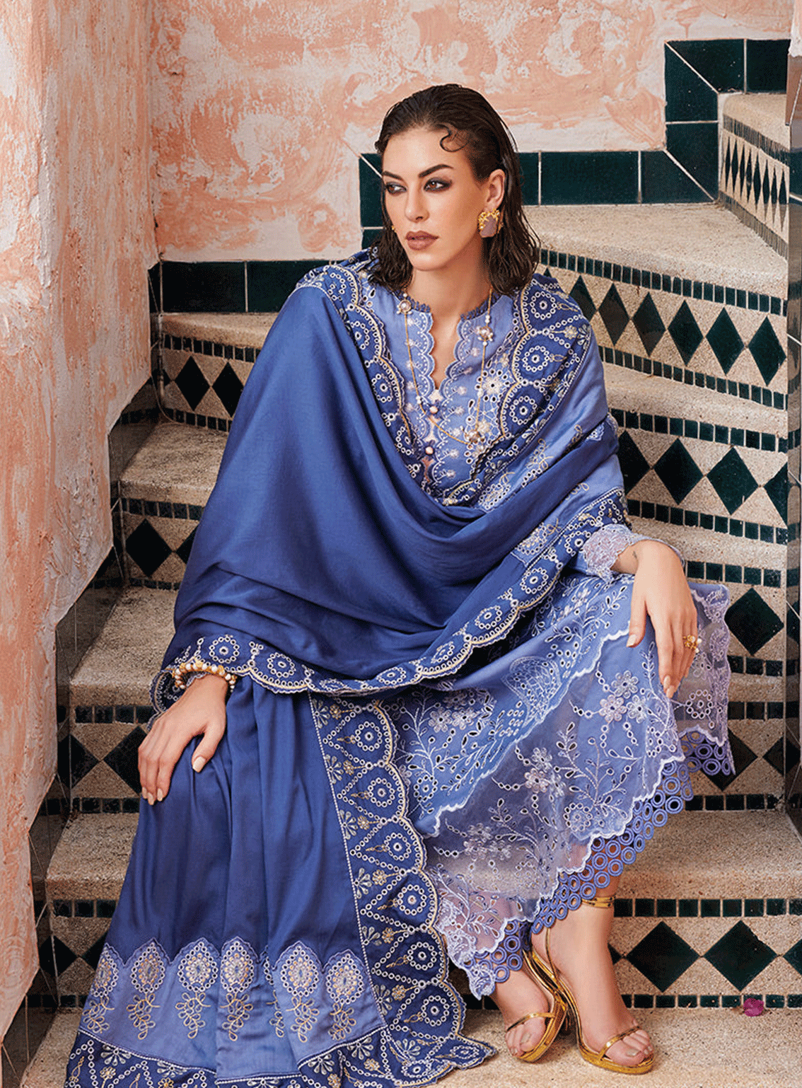 Moroccan Dream By Mushq Embroidered Chikan Unstitched 3 Piece Suit - MQ23MD MNW-02 LATIFAH Moroccan Dream By Mushq Embroidered Chikan Unstitched 3 Piece Suit - MQ23MD MNW-02 LATIFAH