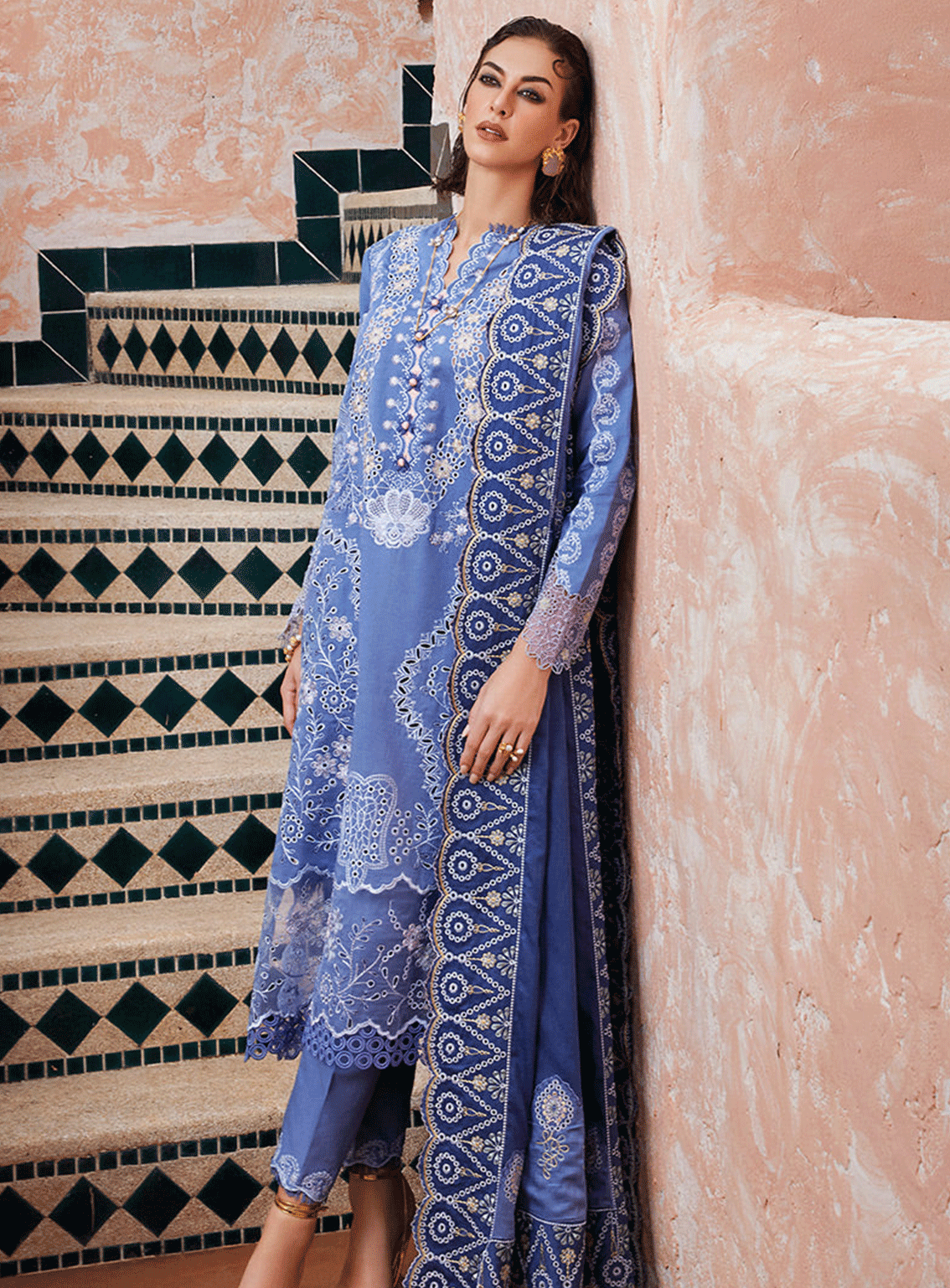 Moroccan Dream By Mushq Embroidered Chikan Unstitched 3 Piece Suit - MQ23MD MNW-02 LATIFAH Moroccan Dream By Mushq Embroidered Chikan Unstitched 3 Piece Suit - MQ23MD MNW-02 LATIFAH