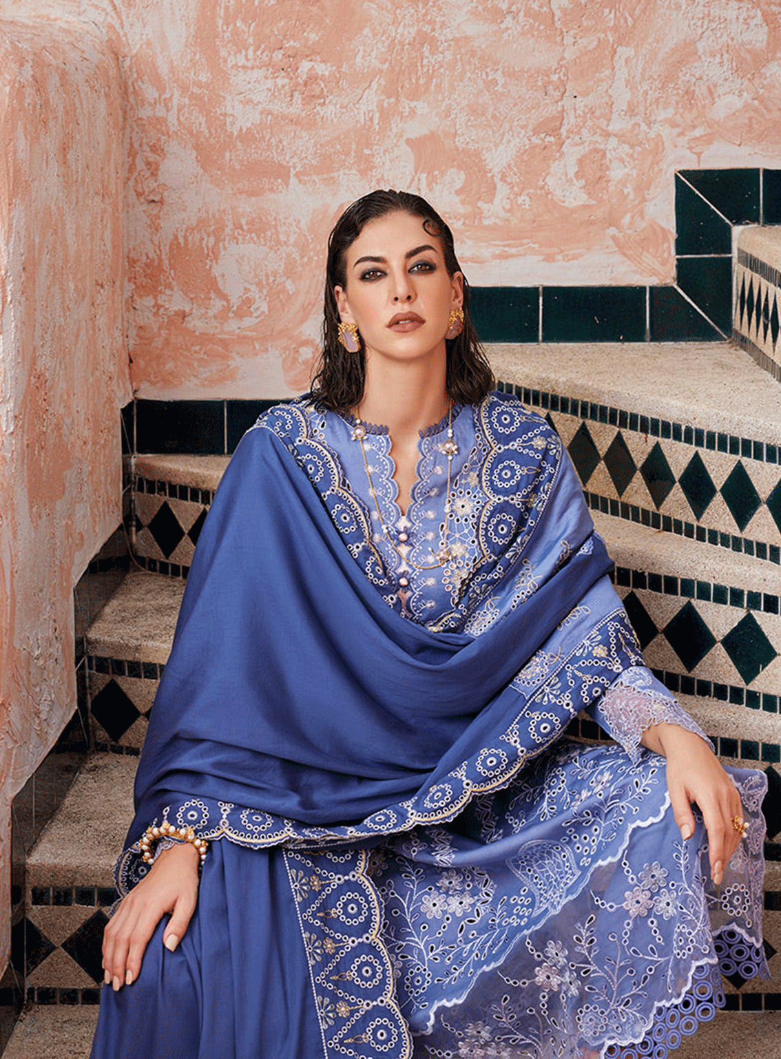 Moroccan Dream By Mushq Embroidered Chikan Unstitched 3 Piece Suit - MQ23MD MNW-02 LATIFAH Moroccan Dream By Mushq Embroidered Chikan Unstitched 3 Piece Suit - MQ23MD MNW-02 LATIFAH