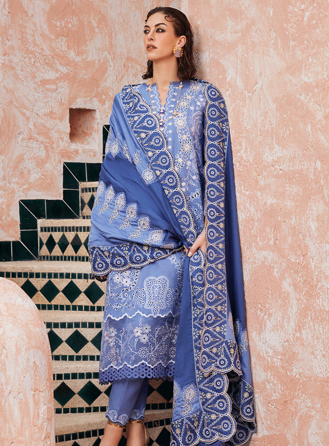 Moroccan Dream By Mushq Embroidered Chikan Unstitched 3 Piece Suit - MQ23MD MNW-02 LATIFAH Moroccan Dream By Mushq Embroidered Chikan Unstitched 3 Piece Suit - MQ23MD MNW-02 LATIFAH