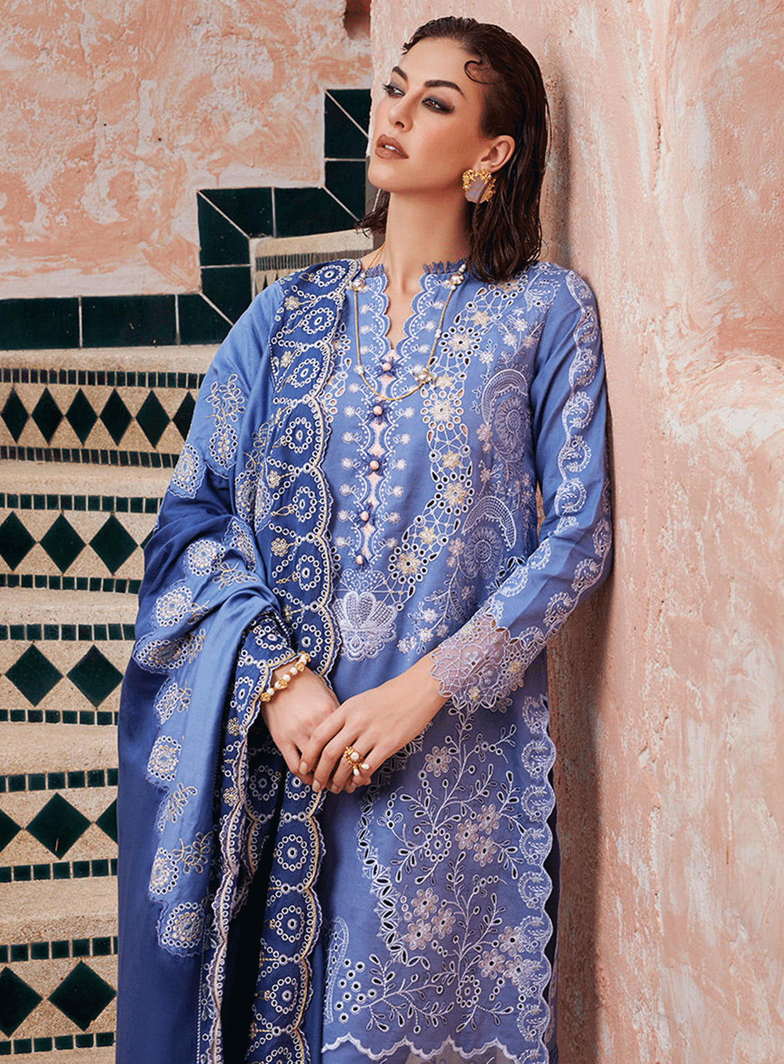 Moroccan Dream By Mushq Embroidered Chikan Unstitched 3 Piece Suit - MQ23MD MNW-02 LATIFAH Moroccan Dream By Mushq Embroidered Chikan Unstitched 3 Piece Suit - MQ23MD MNW-02 LATIFAH