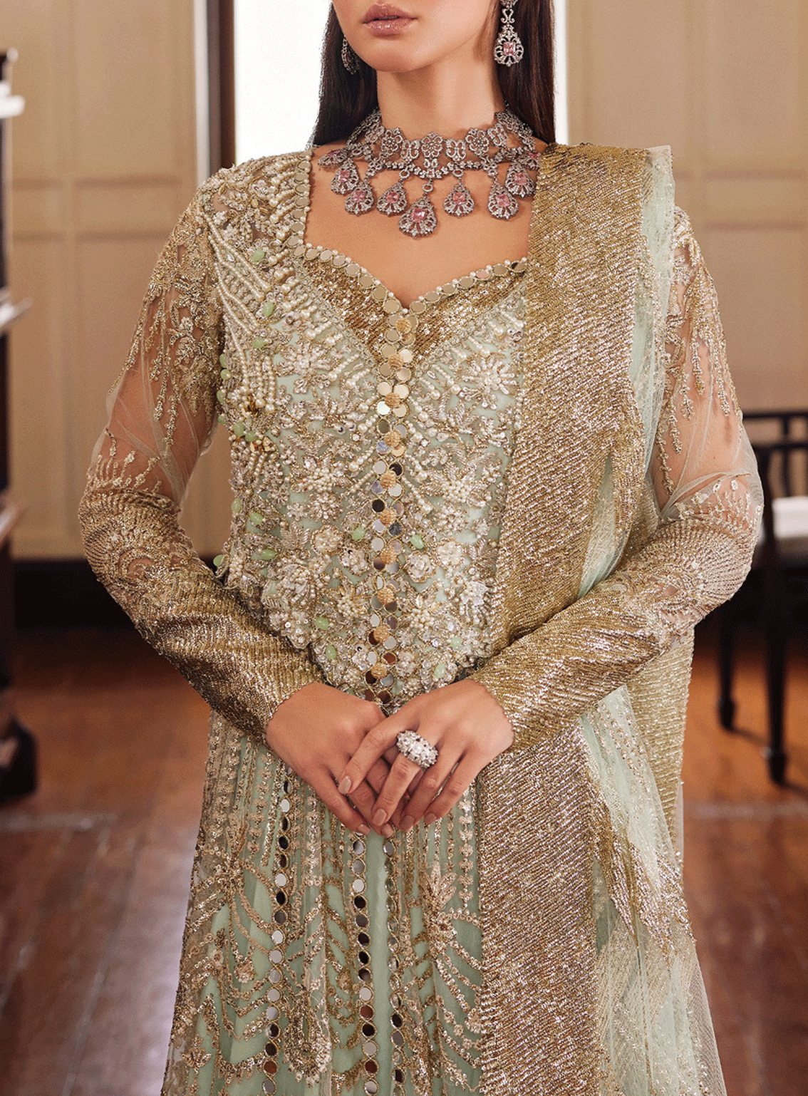 Mushq Embroidered Net Unstitched 3 Piece Suit - MQ23SW 05 TWILIGHT Mushq Embroidered Net Unstitched 3 Piece Suit - MQ23SW 05 TWILIGHT