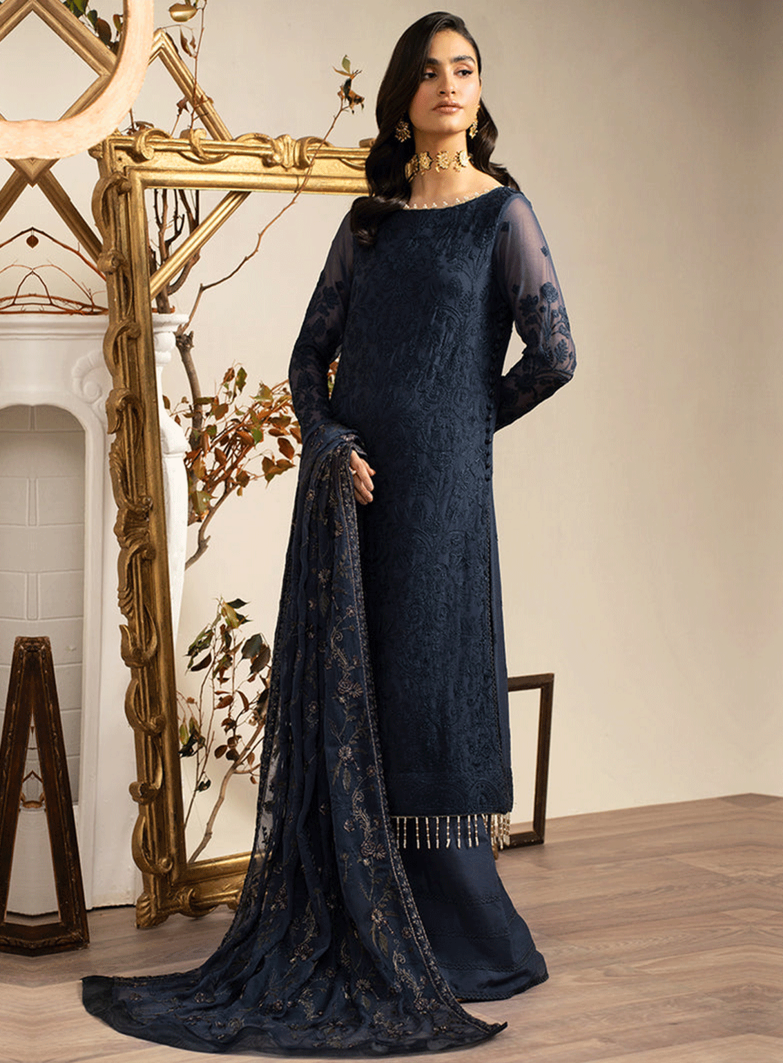 Naqsh By Zarif Embroidered Chiffon Unstitched 3 Piece Suit - 8 JESSY Naqsh By Zarif Embroidered Chiffon Unstitched 3 Piece Suit - 8 JESSY