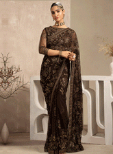 Naqsh By Zarif Embroidered Net Unstitched 3 Piece Suit - 1 SIYAH