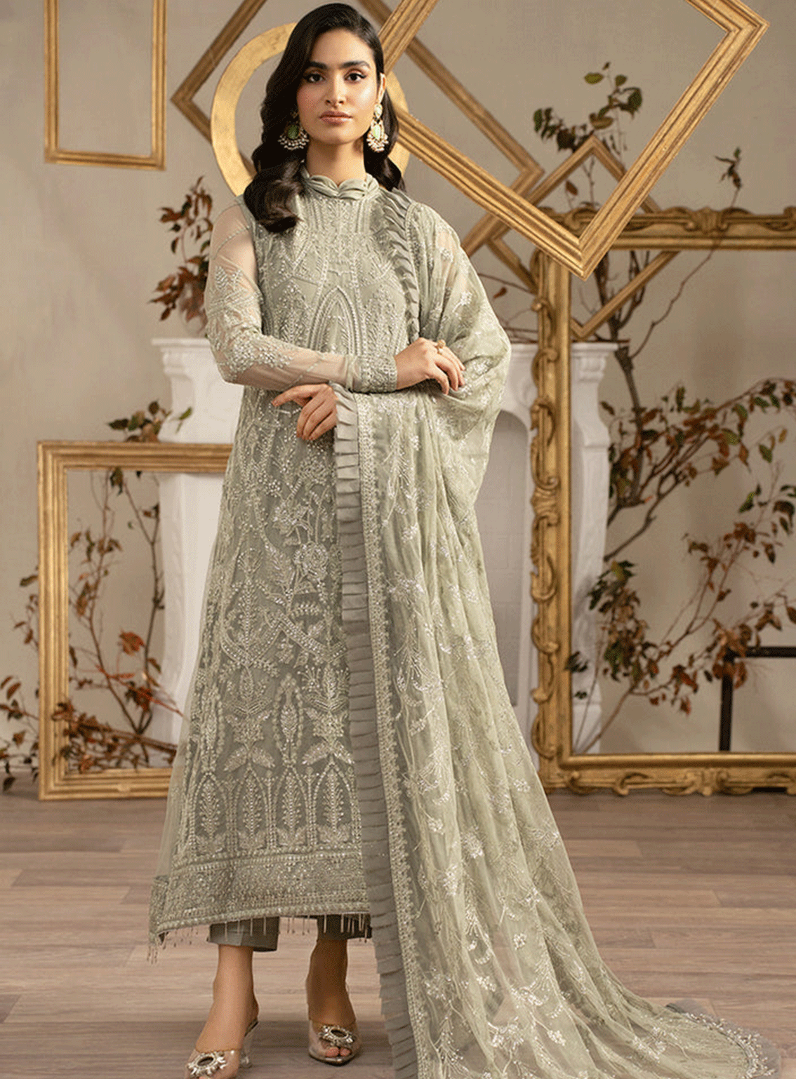 Naqsh By Zarif Embroidered Net Unstitched 3 Piece Suit - 5 PEARLY Naqsh By Zarif Embroidered Net Unstitched 3 Piece Suit - 5 PEARLY