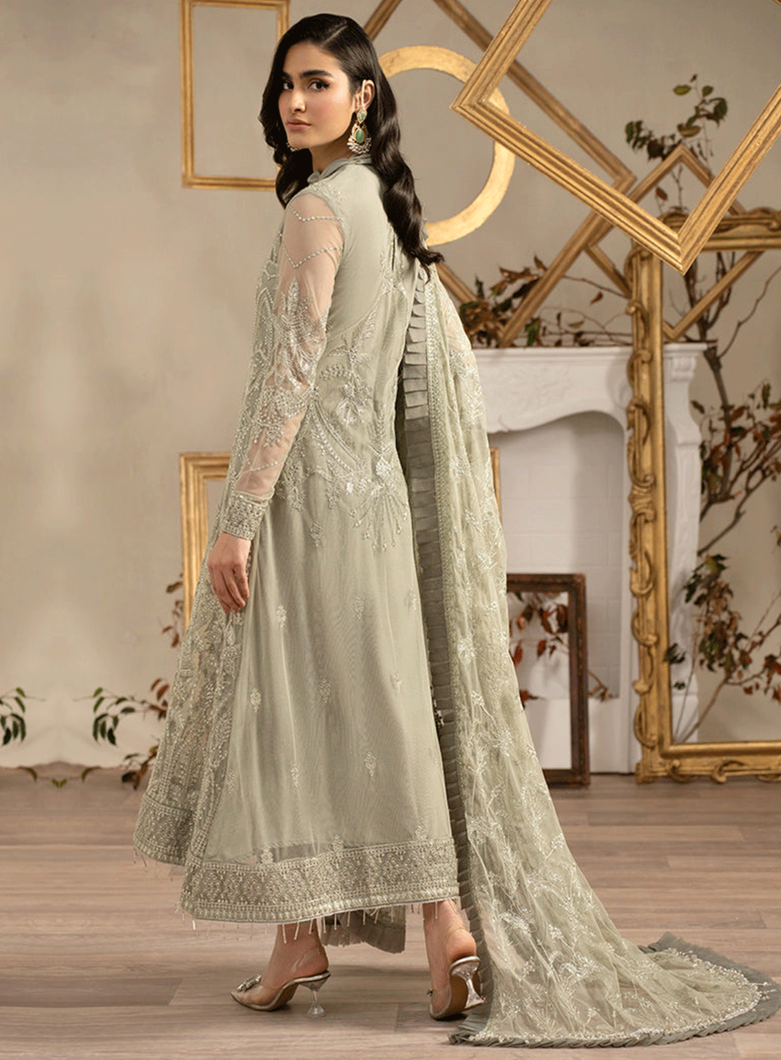 Naqsh By Zarif Embroidered Net Unstitched 3 Piece Suit - 5 PEARLY Naqsh By Zarif Embroidered Net Unstitched 3 Piece Suit - 5 PEARLY