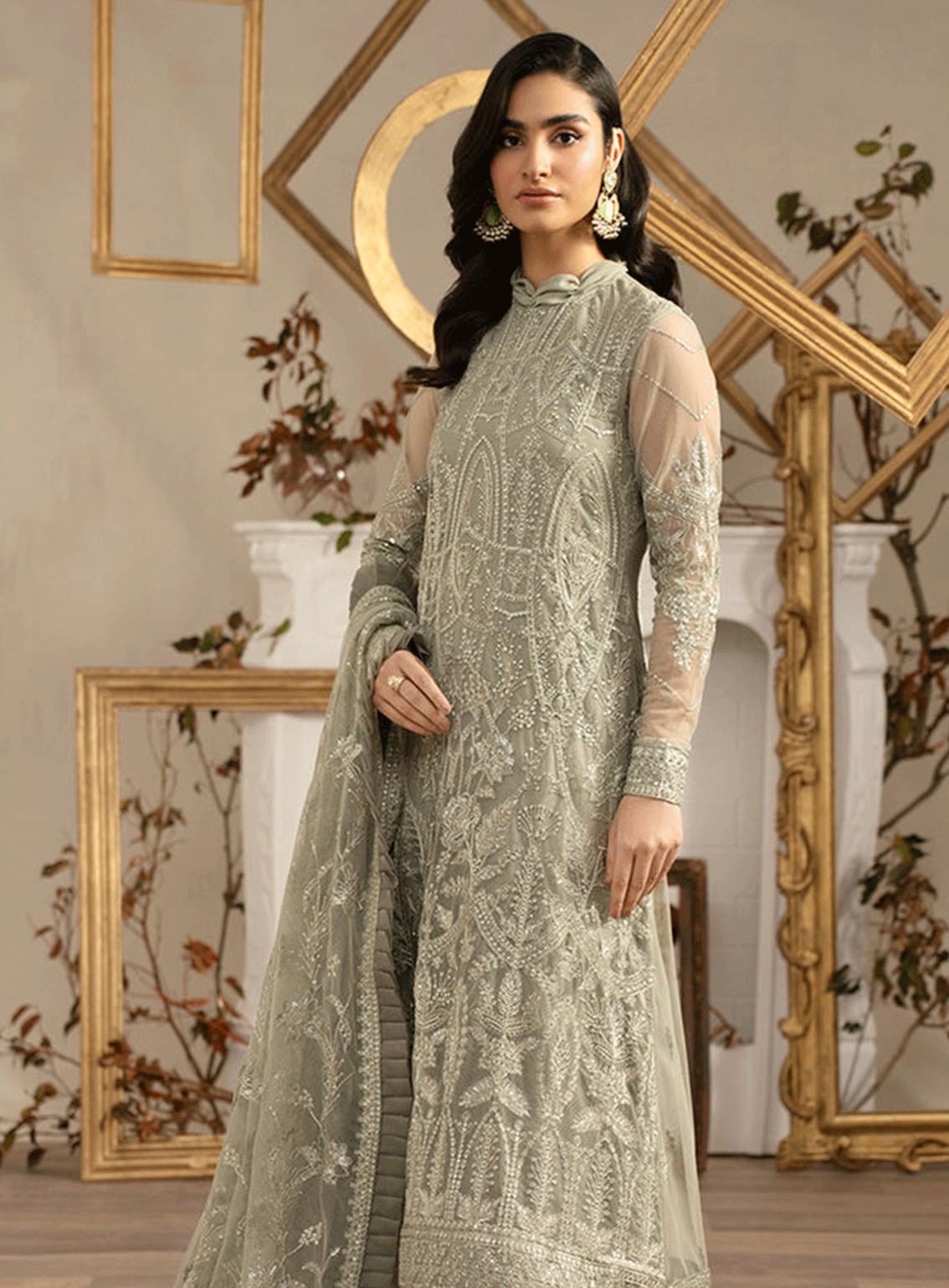 Naqsh By Zarif Embroidered Net Unstitched 3 Piece Suit - 5 PEARLY Naqsh By Zarif Embroidered Net Unstitched 3 Piece Suit - 5 PEARLY