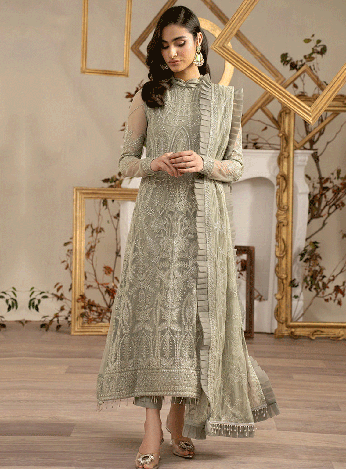Naqsh By Zarif Embroidered Net Unstitched 3 Piece Suit - 5 PEARLY Naqsh By Zarif Embroidered Net Unstitched 3 Piece Suit - 5 PEARLY