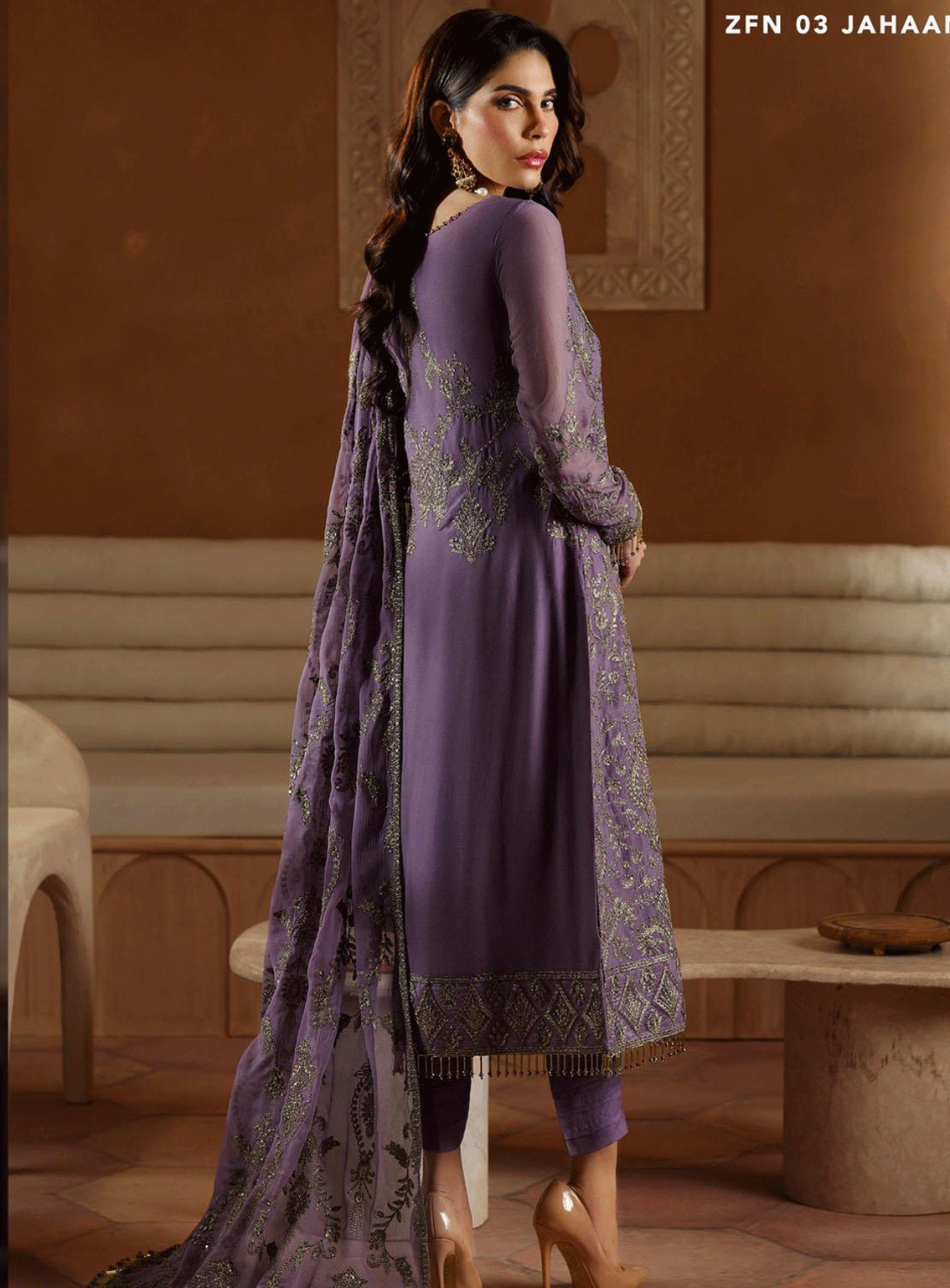 Nauroz By Zarif Embroidered Chiffon Unstitched 3 Piece Suit - ZF23N ZFN-03 JAHAAN Nauroz By Zarif Embroidered Chiffon Unstitched 3 Piece Suit - ZF23N ZFN-03 JAHAAN