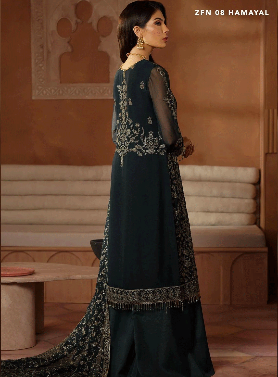 Nauroz By Zarif Embroidered Chiffon Unstitched 3 Piece Suit - ZF23N ZFN-08 HAMAYAL Nauroz By Zarif Embroidered Chiffon Unstitched 3 Piece Suit - ZF23N ZFN-08 HAMAYAL