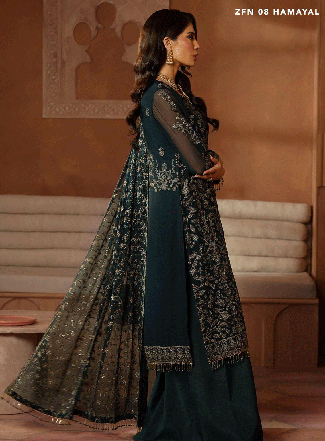 Nauroz By Zarif Embroidered Chiffon Unstitched 3 Piece Suit - ZF23N ZFN-08 HAMAYAL Nauroz By Zarif Embroidered Chiffon Unstitched 3 Piece Suit - ZF23N ZFN-08 HAMAYAL