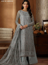 Nauroz By Zarif Embroidered Net Unstitched 3 Piece Suit - ZF23N ZFN-02 AMROZE
