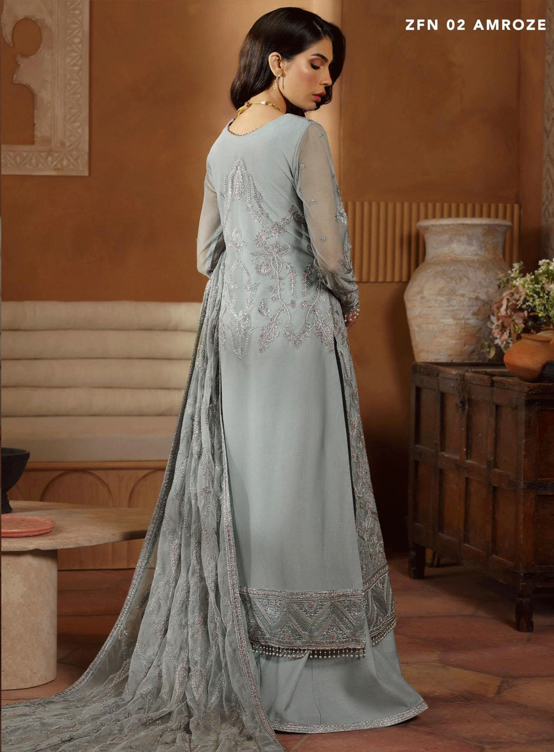 Nauroz By Zarif Embroidered Net Unstitched 3 Piece Suit - ZF23N ZFN-02 AMROZE Nauroz By Zarif Embroidered Net Unstitched 3 Piece Suit - ZF23N ZFN-02 AMROZE