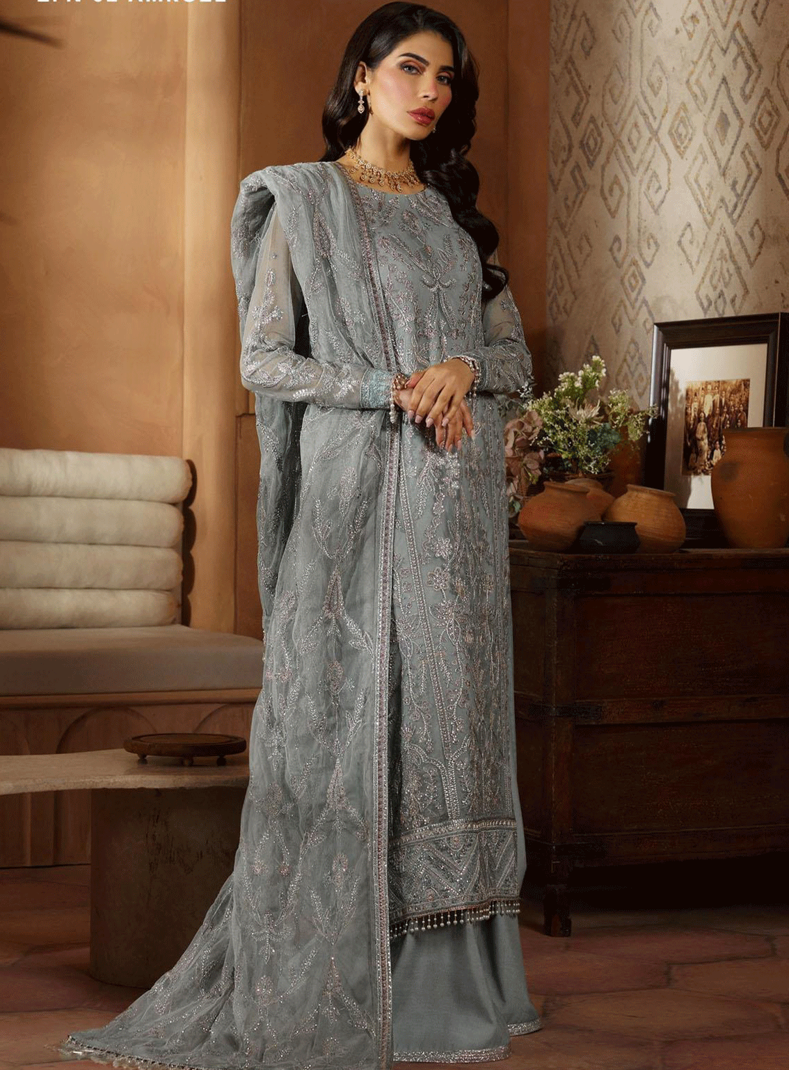 Nauroz By Zarif Embroidered Net Unstitched 3 Piece Suit - ZF23N ZFN-02 AMROZE Nauroz By Zarif Embroidered Net Unstitched 3 Piece Suit - ZF23N ZFN-02 AMROZE