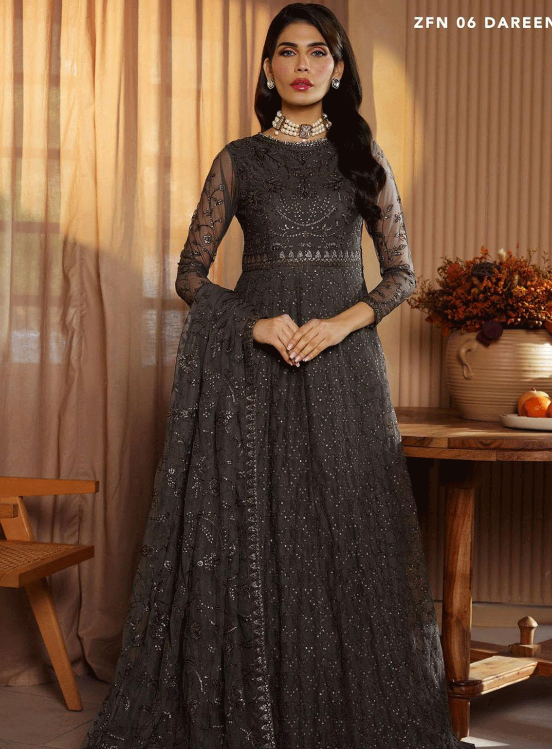 Nauroz By Zarif Embroidered Net Unstitched 3 Piece Suit - ZF23N ZFN-06 DAREEN Nauroz By Zarif Embroidered Net Unstitched 3 Piece Suit - ZF23N ZFN-06 DAREEN