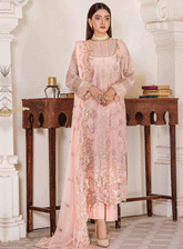 Pareesha By Humdum Embroidered Chiffon Unstitched 3 Piece Suits - HD23PC 07