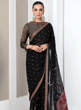 Pareesia by Zarif Embroidered Chiffon Unstitched 3 Piece Suit - ZP-08 SMOKISH