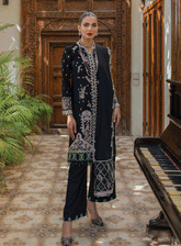 Qalamkar Embroidered Leather Peach Unstitched 3 Piece Suit - 3 FALLON