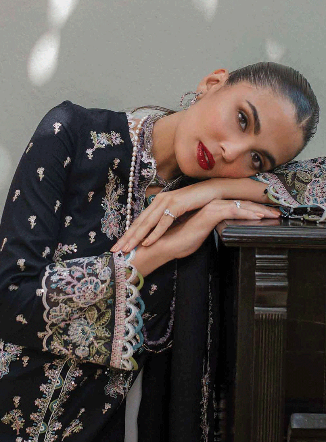 Qalamkar Embroidered Leather Peach Unstitched 3 Piece Suit - 3 FALLON Qalamkar Embroidered Leather Peach Unstitched 3 Piece Suit - 3 FALLON