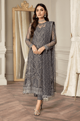Mehroze By Zarif Embroidered Net Unstitched 3 Piece Suit - ZMF 07 STORM GREY