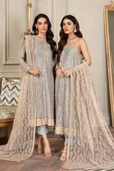 Mehroze By Zarif Embroidered Net Unstitched 3 Piece Suit - ZMF 08 ICEBERG