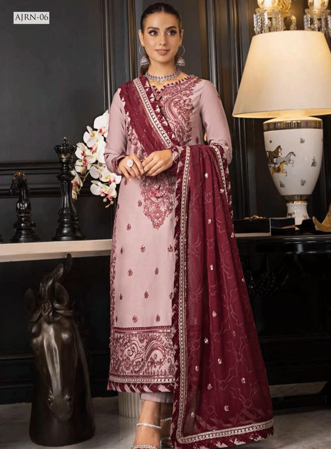 Rang-e-Noor By Asim Jofa Embroidered Lawn Silk Unstitched 3 Piece Suit - AJRN-06 Rang-e-Noor By Asim Jofa Embroidered Lawn Silk Unstitched 3 Piece Suit - AJRN-06