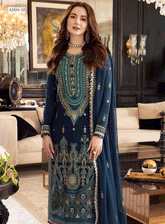 Rang-E-Noor By Asim Jofa Embroidered Lawn Silk Unstitched 3 Piece Suit - AJRN-10