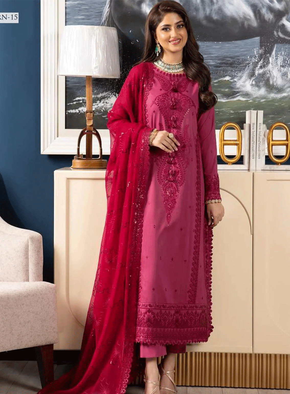 Rang-E-Noor By Asim Jofa Embroidered Lawn Silk Unstitched 3 Piece Suit - AJRN-15 Rang-E-Noor By Asim Jofa Embroidered Lawn Silk Unstitched 3 Piece Suit - AJRN-15