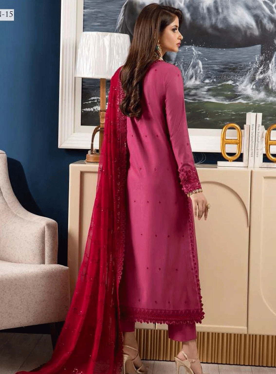 Rang-E-Noor By Asim Jofa Embroidered Lawn Silk Unstitched 3 Piece Suit - AJRN-15 Rang-E-Noor By Asim Jofa Embroidered Lawn Silk Unstitched 3 Piece Suit - AJRN-15